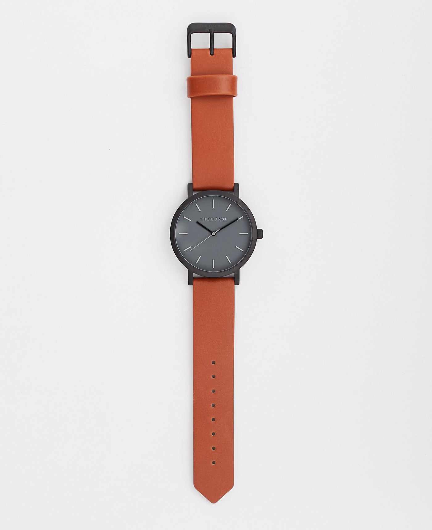 The Original Watch Matte Black Tan Leather Strap The Horse USA