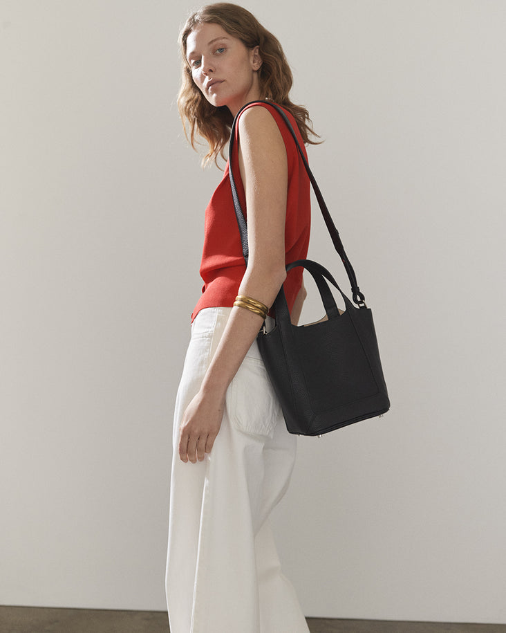 Alexie Tote: Black Pebbled Leather
