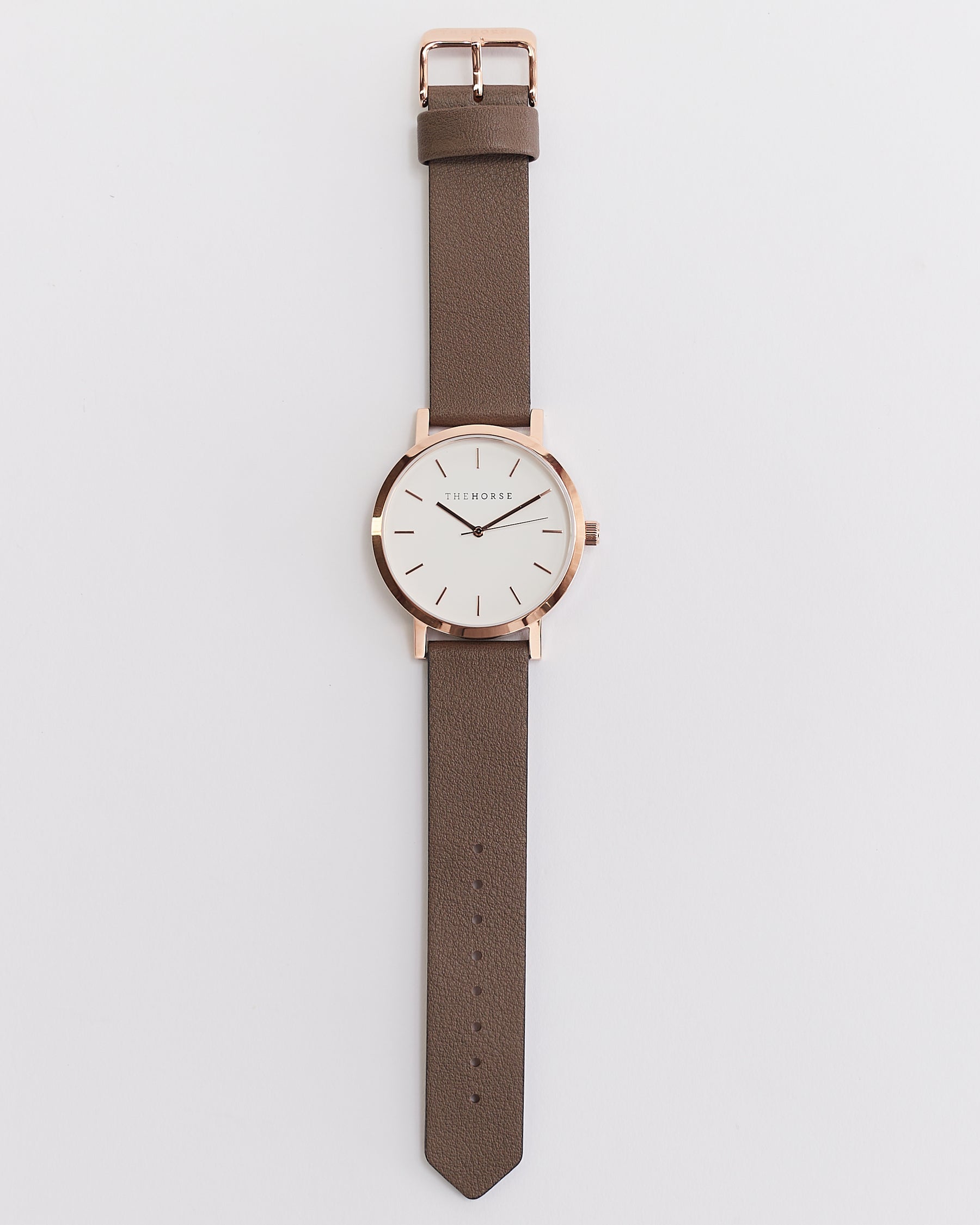 The Original Watch: Rose Gold Case White Dial Taupe Grey