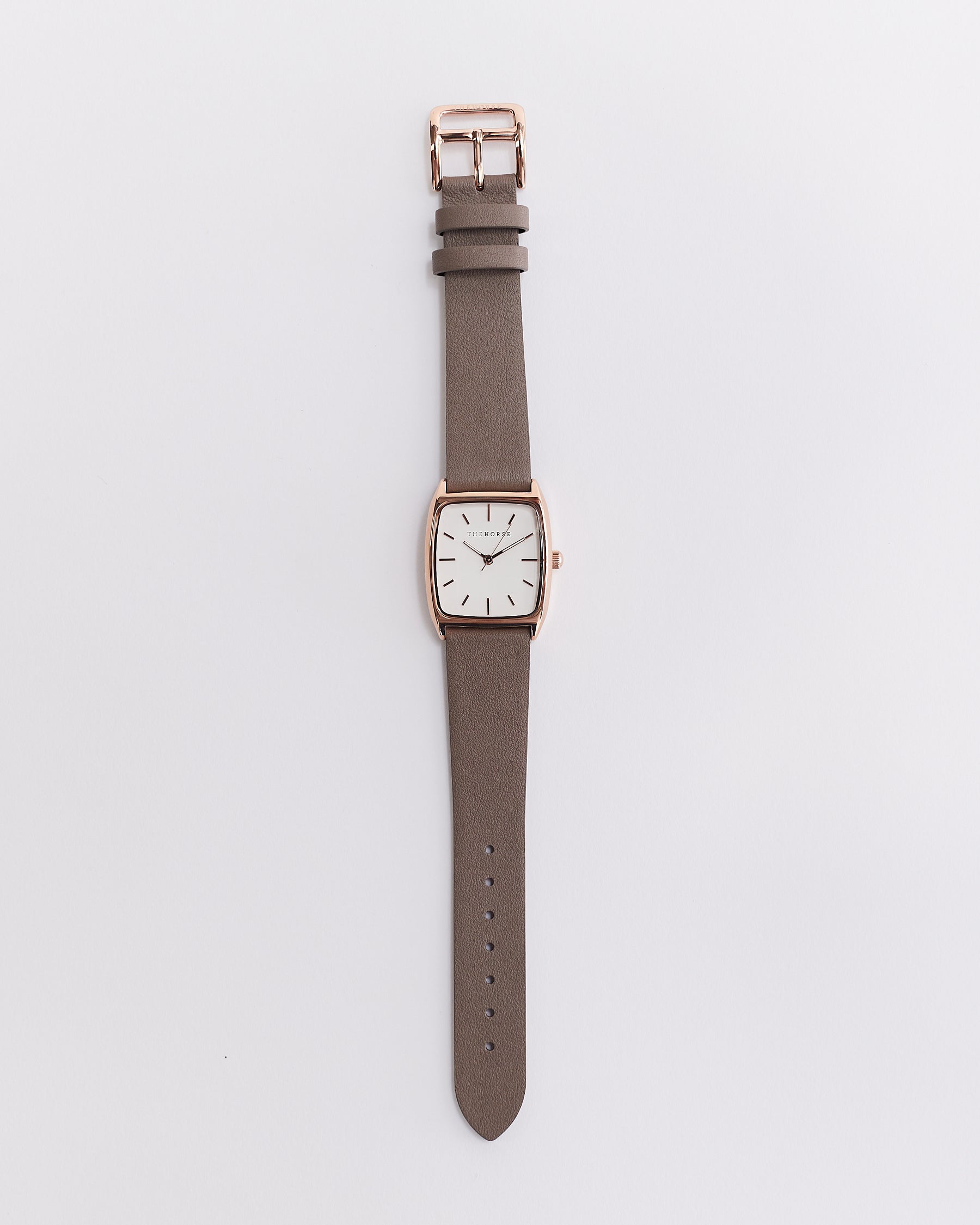 The Dress Watch: Rose Gold Case White Dial Dark Grey Leather