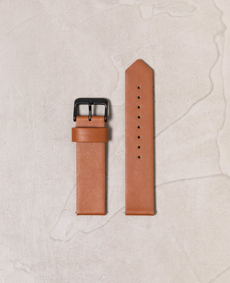 The 20mm Original: Tan Leather / Matte Black Buckle Strap