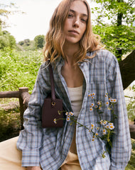 Clementine Shoulder Bag: Plum with Gold
