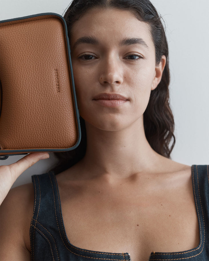 Mini Clementine Bag: Tan Pebbled Leather