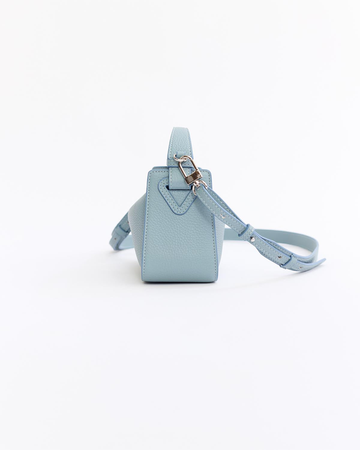 Mini Clementine Bag: Baby Blue Pebbled Leather