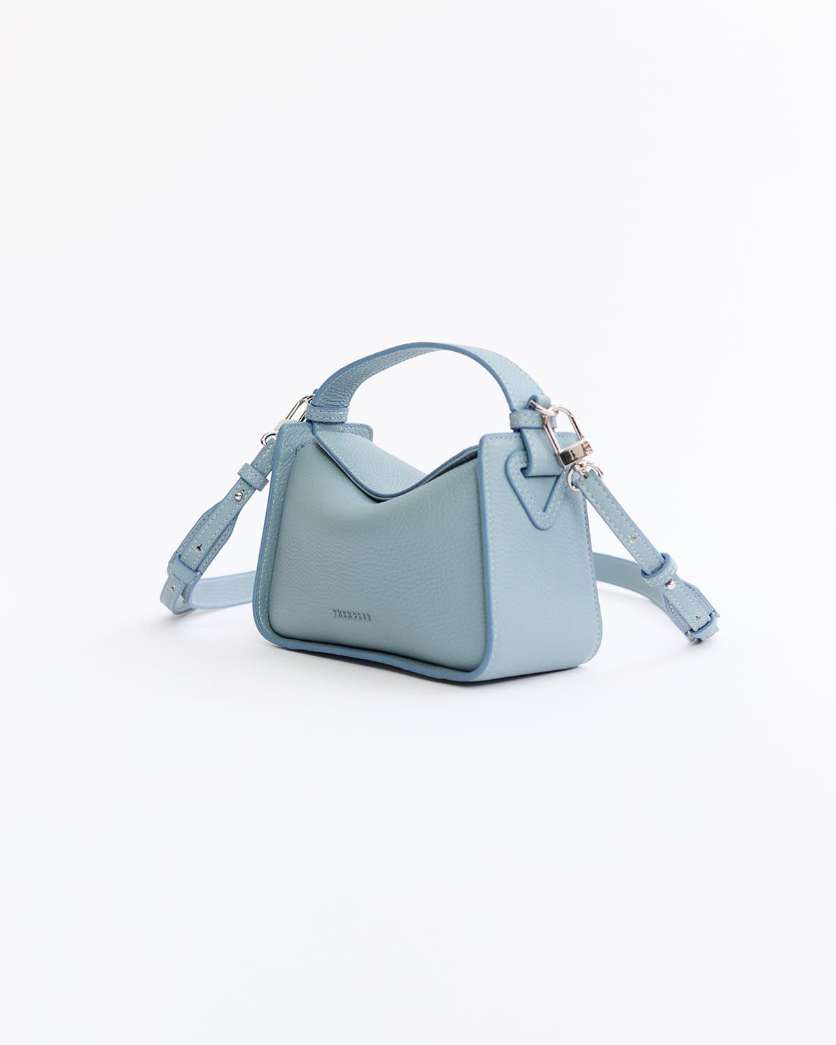 Mini Clementine Bag: Baby Blue Pebbled Leather