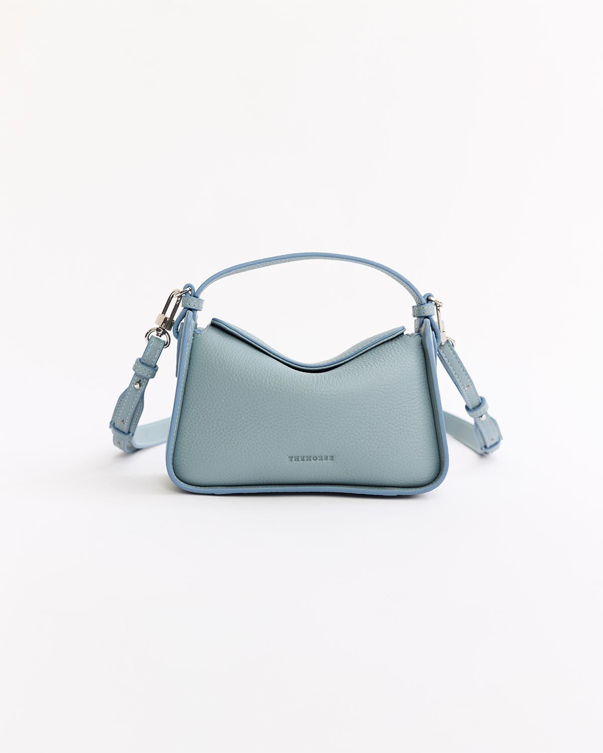Mini Clementine Bag: Baby Blue Pebbled Leather