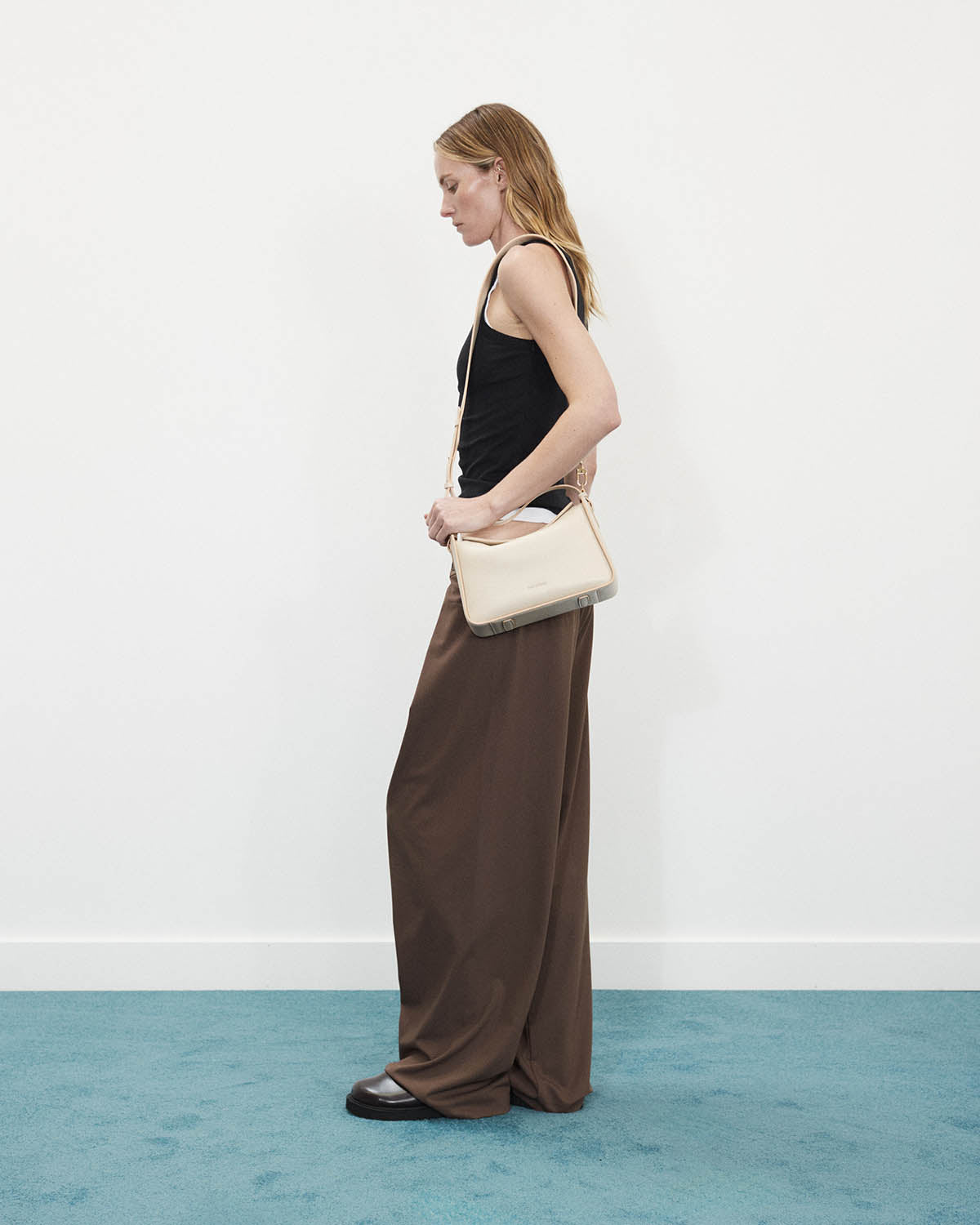 Clementine Bag: Oat Pebbled Leather with Gold