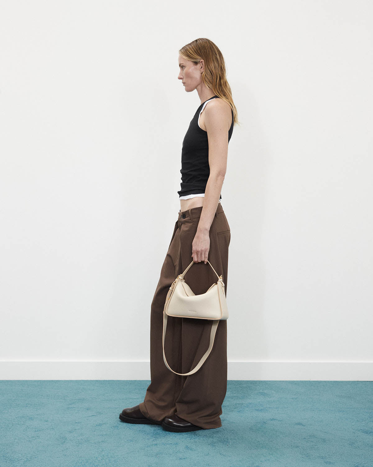 Clementine Bag: Oat Pebbled Leather with Gold