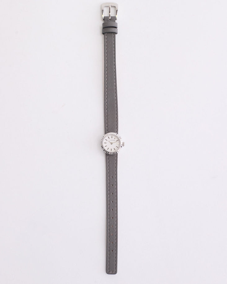 The Dot Watch: Polished Silver / White Dial / Dove Grey Leather