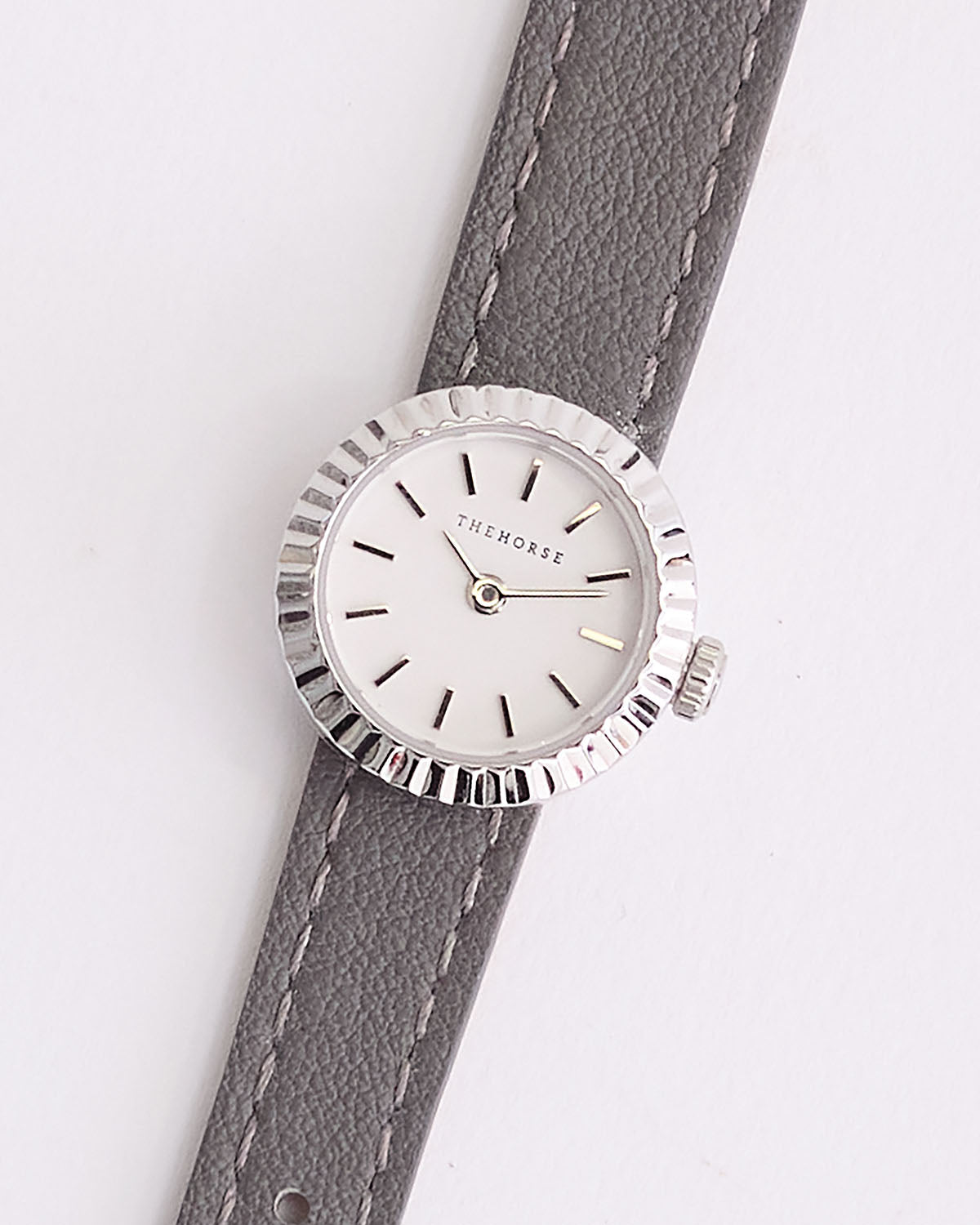 The Dot Watch: Polished Silver / White Dial / Dove Grey Leather