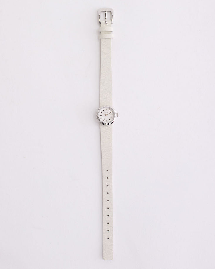 The Dot Watch: Polished Silver / White Dial / Milk Leather
