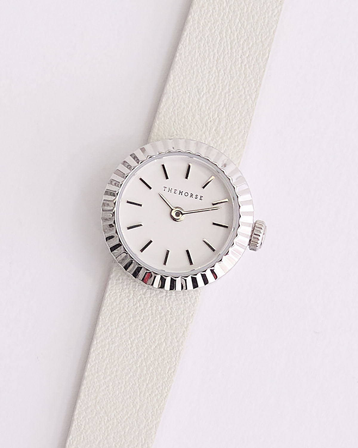 The Dot Watch: Polished Silver / White Dial / Milk Leather