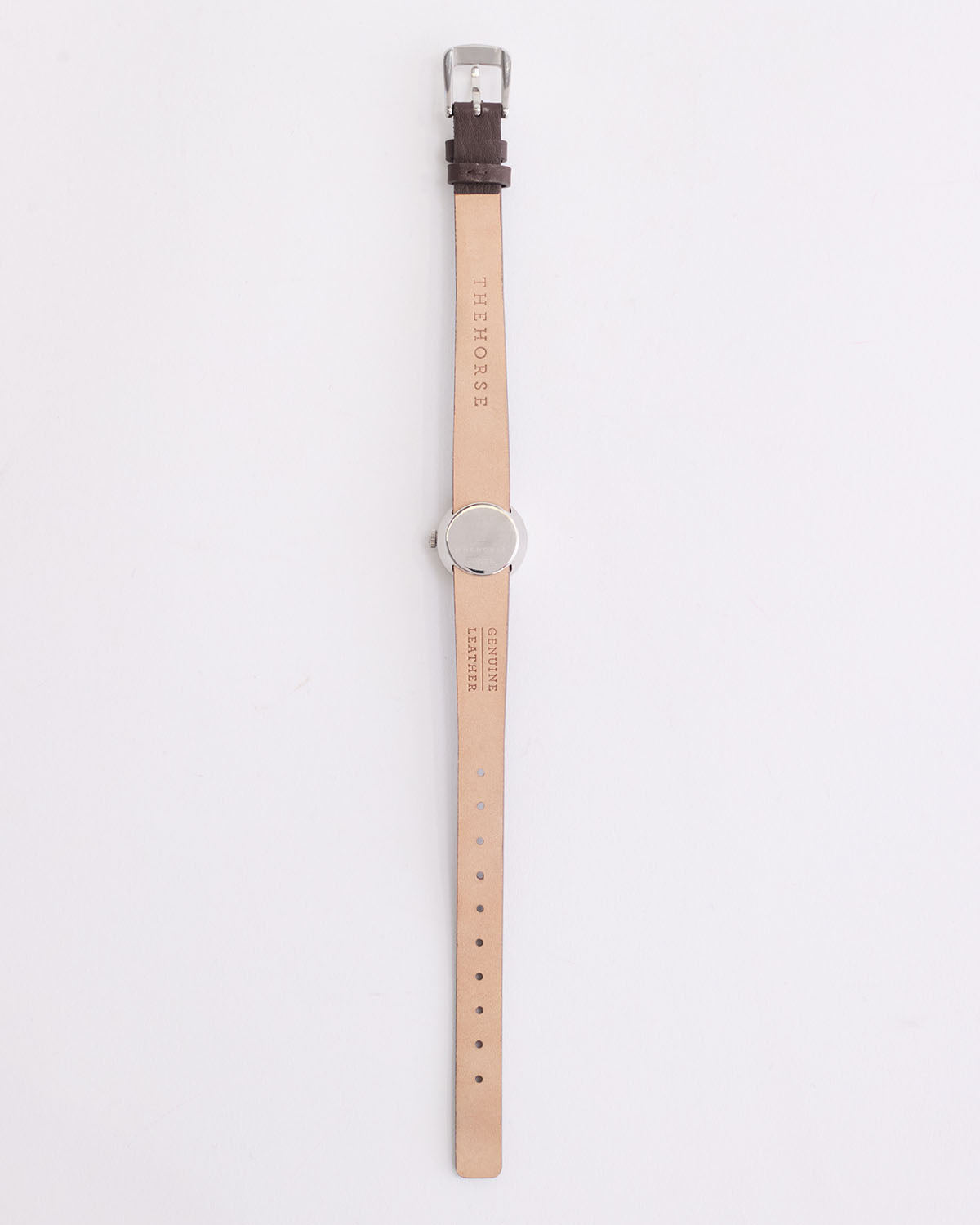 The Dot Watch: Polished Silver / White Dial / Coffee Leather