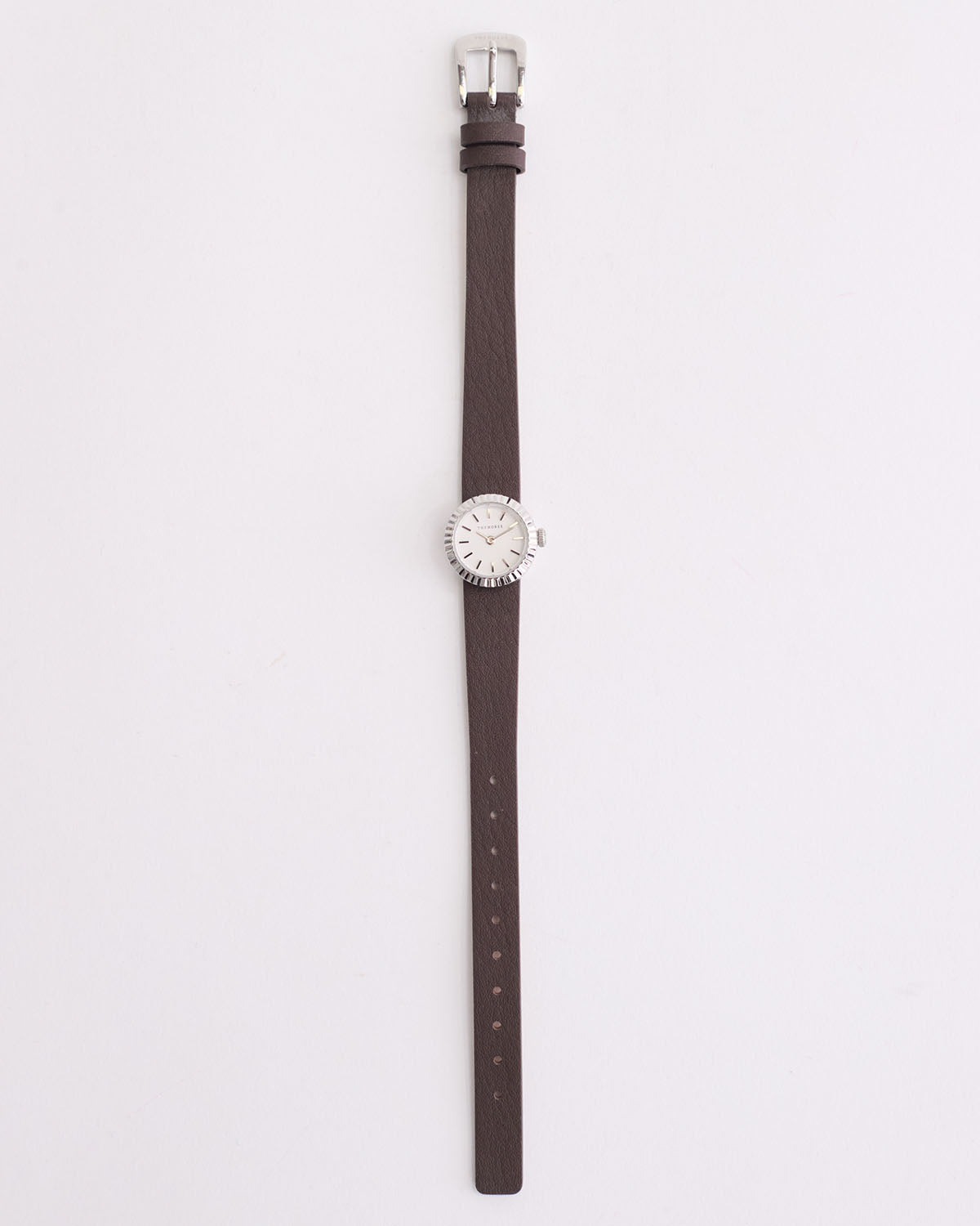 The Dot Watch: Polished Silver / White Dial / Coffee Leather