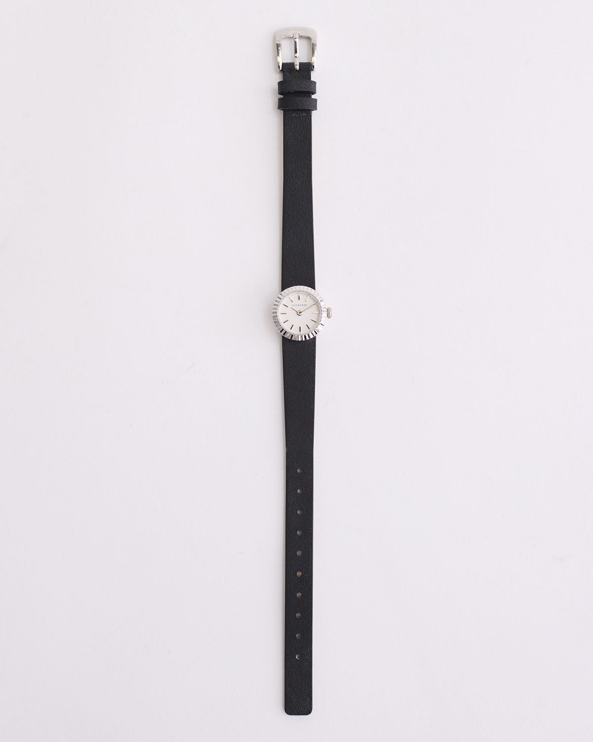 The Dot Watch: Polished Silver / White Dial / Black Leather