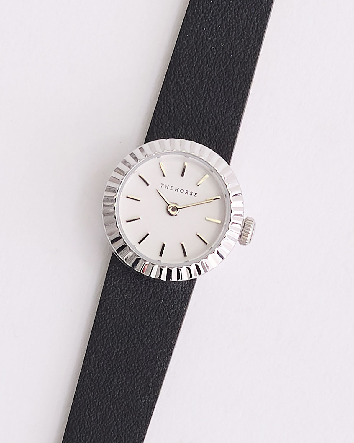 The Dot Watch: Polished Silver / White Dial / Black Leather