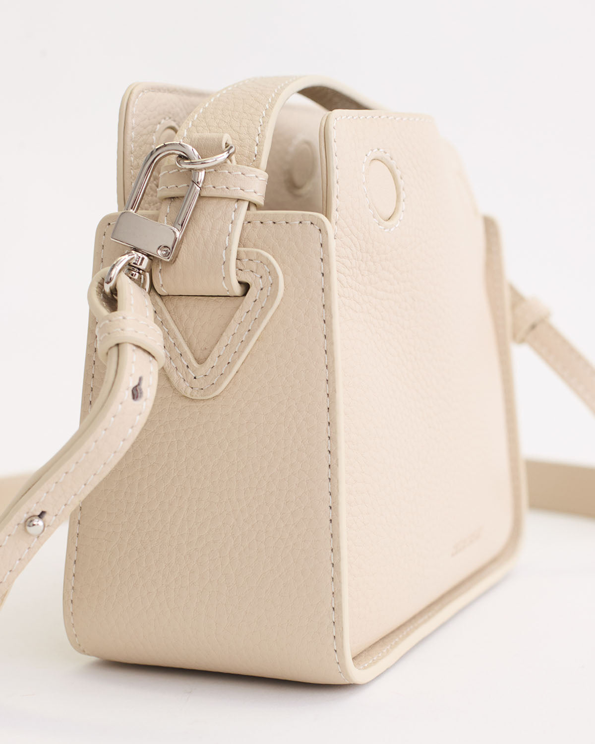 Mini Clementine Bag: Oat Pebbled Leather