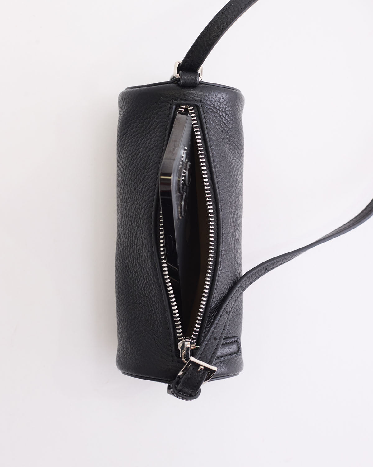 Romy Bag: Black Pebbled Leather