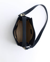 Clementine Bag: Dark Navy Pebbled Leather with Gold