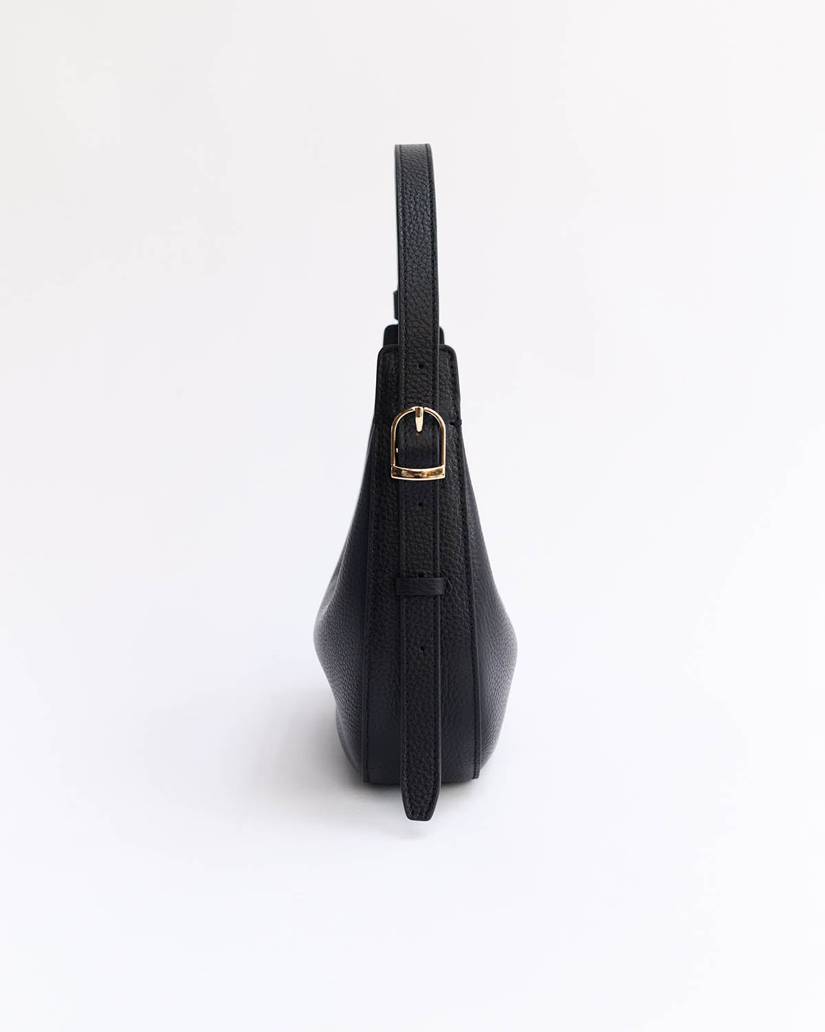 Friday Bag: Leather Crescent Bag in Black with Gold | The Horse