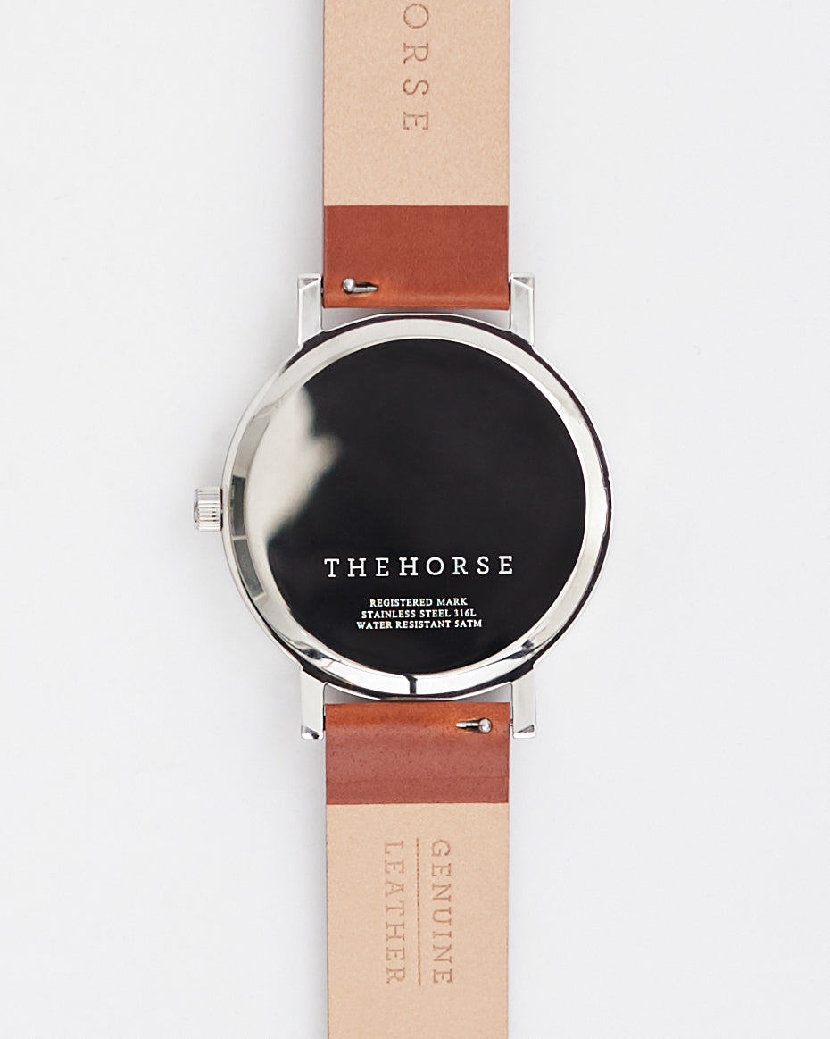 The Original: Polished Steel / White Face / Tan Leather