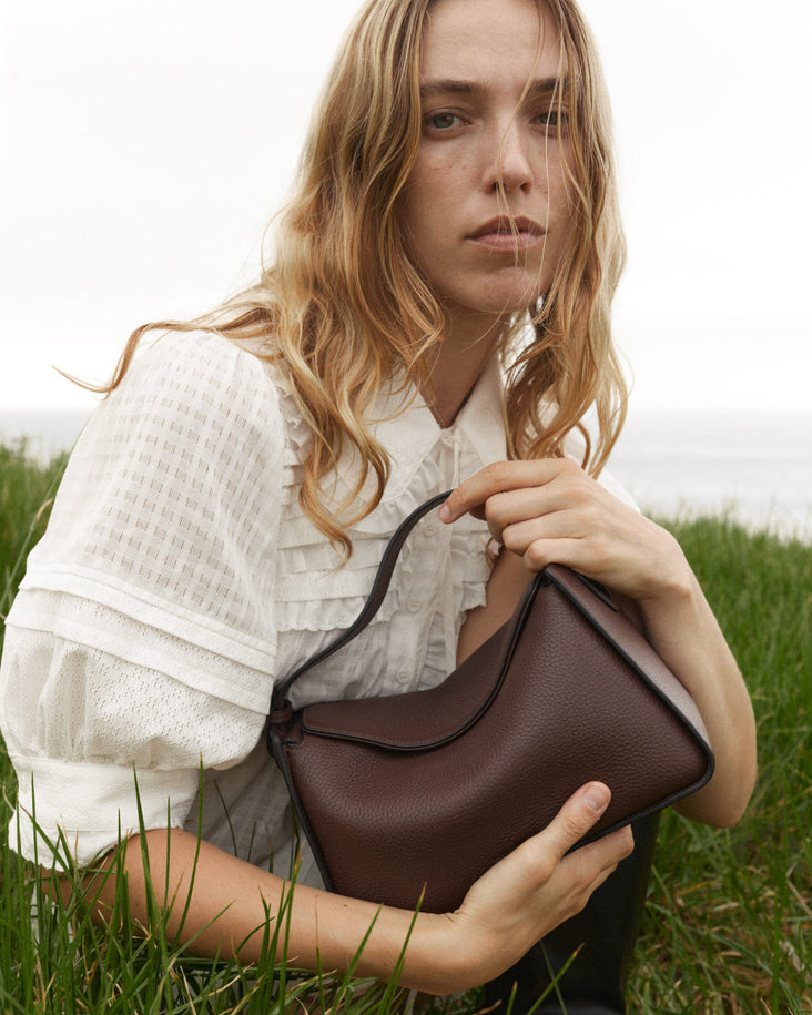 Clementine Bag: Coffee Pebbled Leather