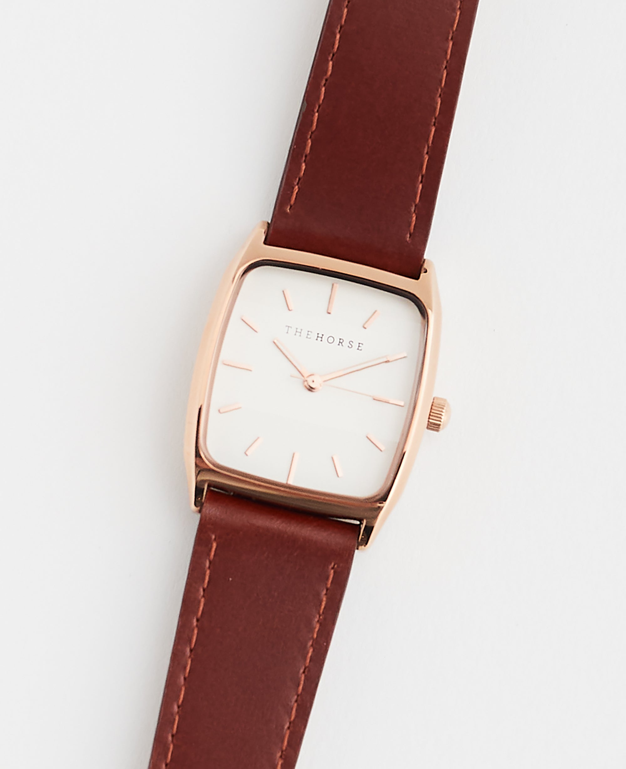 The Dress Watch: Polished Rose Gold / White Dial / Walnut Leather