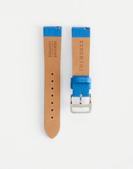 The 18mm Dress Watch Strap: Cobalt Leather / Polished Silver