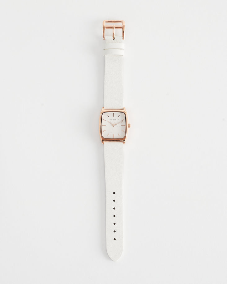 The Dress Watch: Rose Gold Case / White Dial / Milk Leather Strap by The Horse®