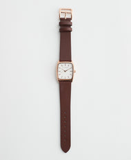 The Dress Watch: Rose Gold Case / White Dial / Coffee Leather Strap by The Horse®