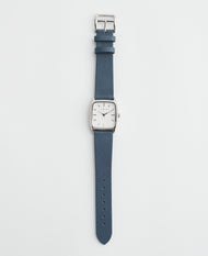 The Dress Watch: Polished Silver Case / White Dial / Stonewash Leather Strap by The Horse®