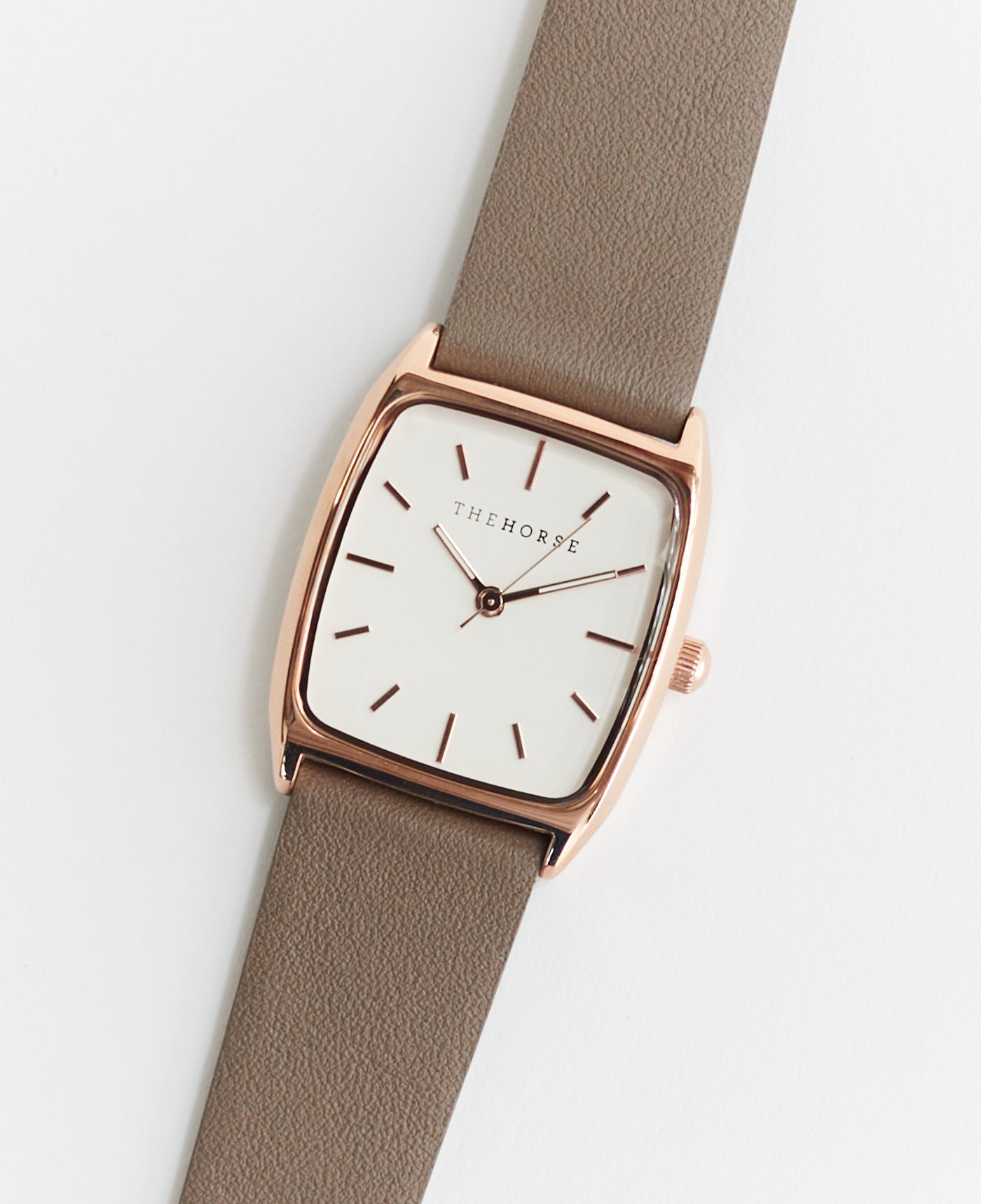 The Dress Watch: Rose Gold Case / White Dial / Dark Grey Leather Strap | The Horse The Dress Watch: Rose Gold Case / White Dial / Dark Grey Leather Strap | The Horse