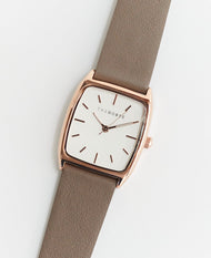 The Dress Watch: Rose Gold / White Dial / Dark Grey Leather