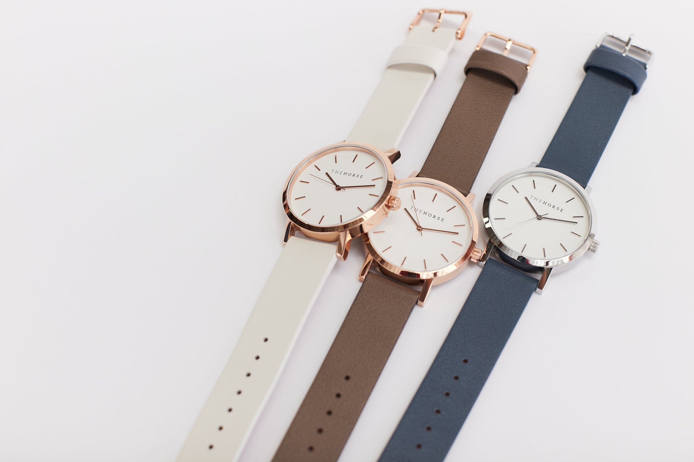 The Original: Polished Rose Gold / White Face / Taupe Leather