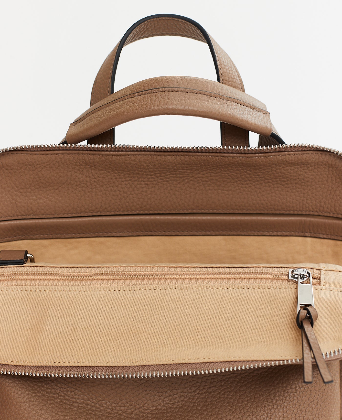 Backpack: Taupe Pebbled Leather