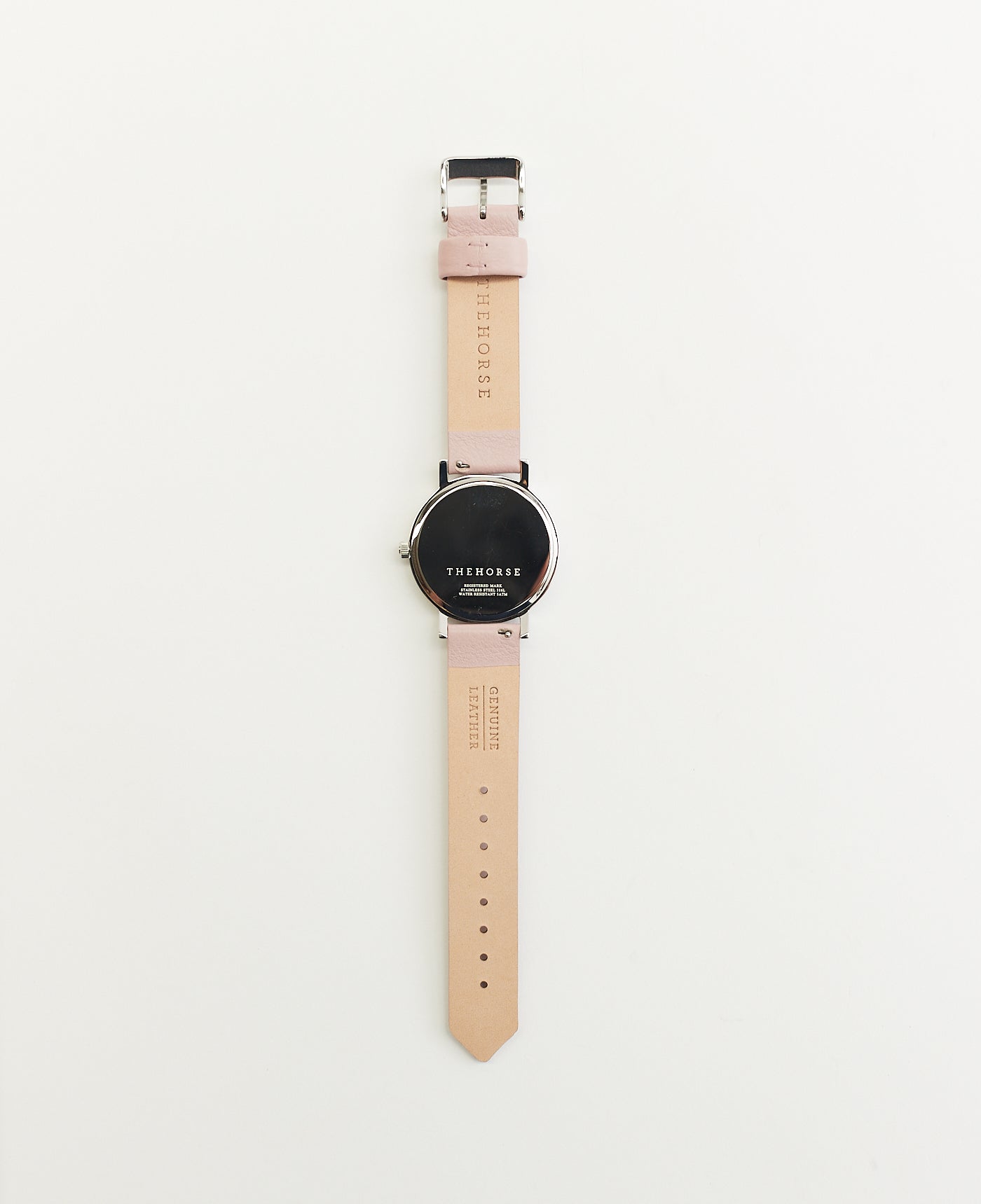 The Mini Original: Polished Silver Case / White Dial / Dirty Pink Leather