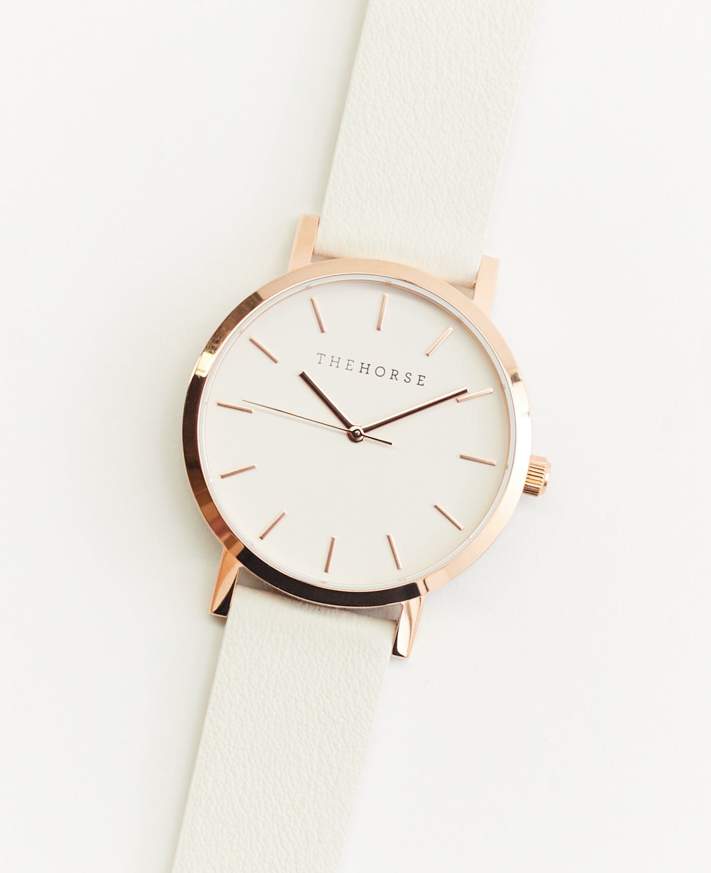 The Mini Original: Rose Gold Case / White Dial / Milk Leather