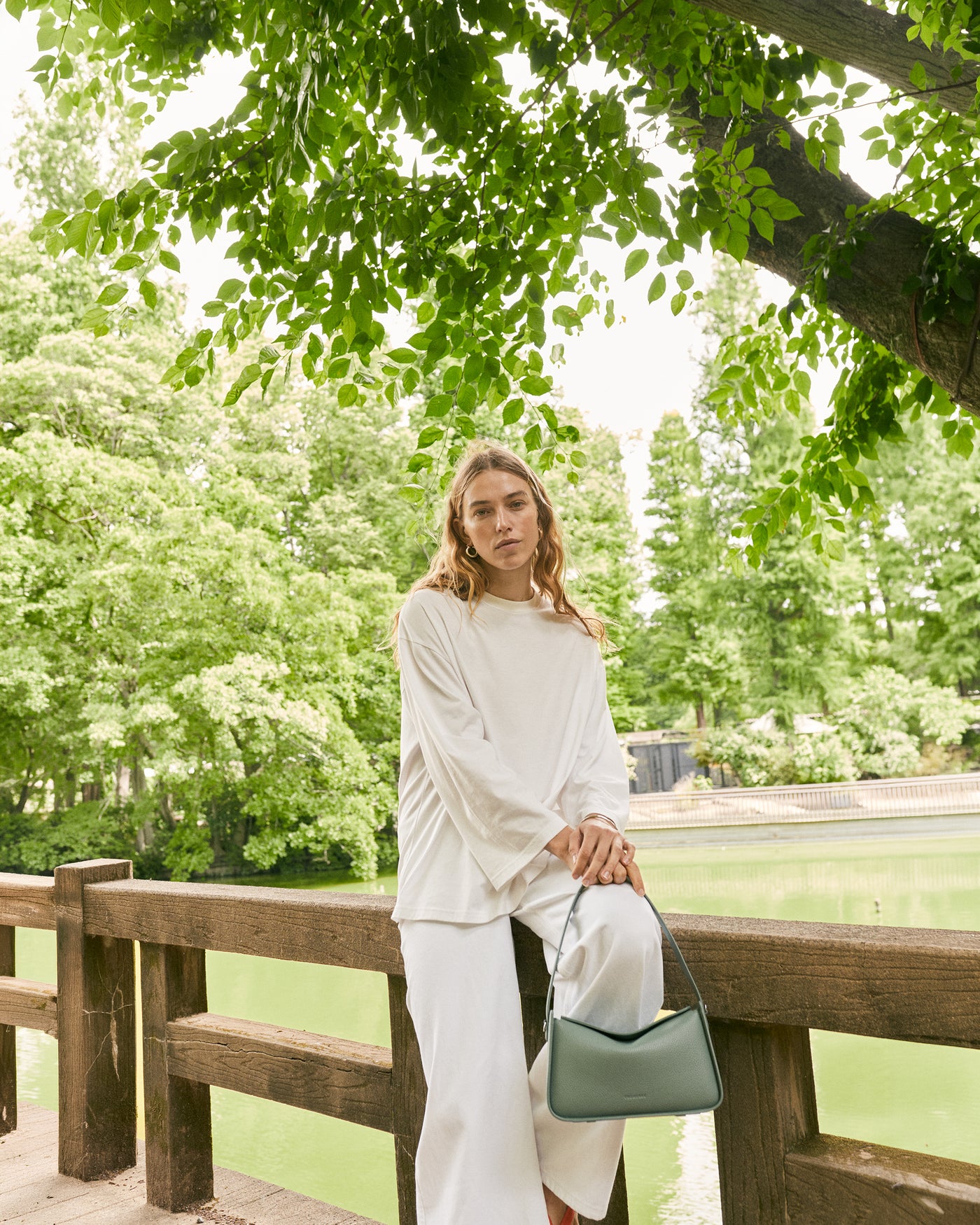 Clementine Shoulder Bag: Bluish Green