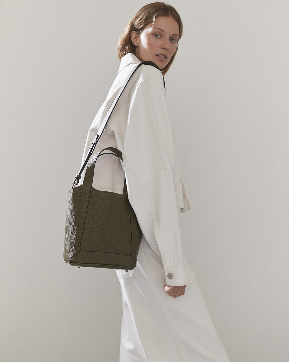 Alexie Tote: Olive Pebbled Leather