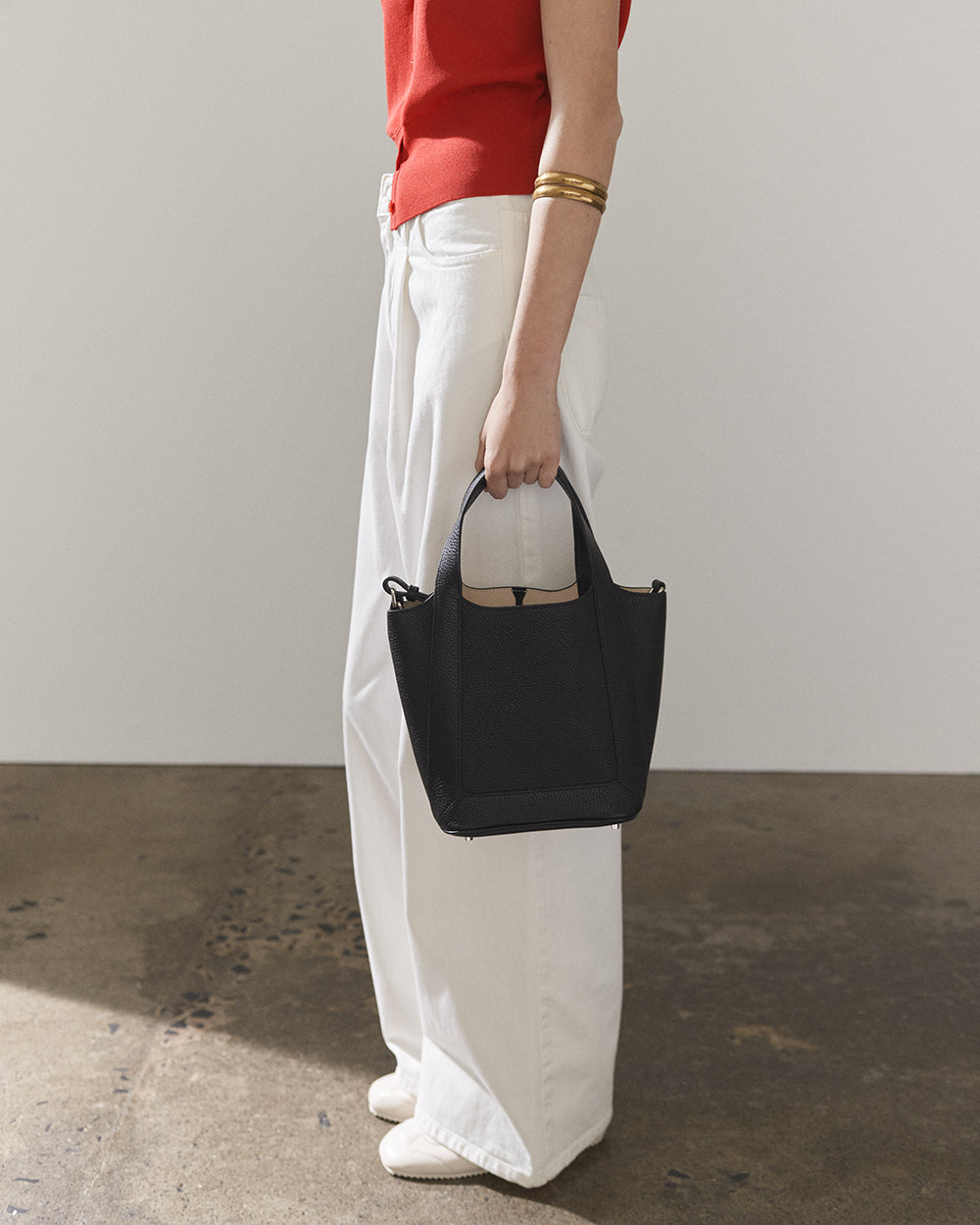 Alexie Tote: Black Pebbled Leather