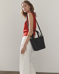 Alexie Tote: Black Pebbled Leather