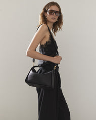Clementine Bag: Black Pebbled Leather with Gold