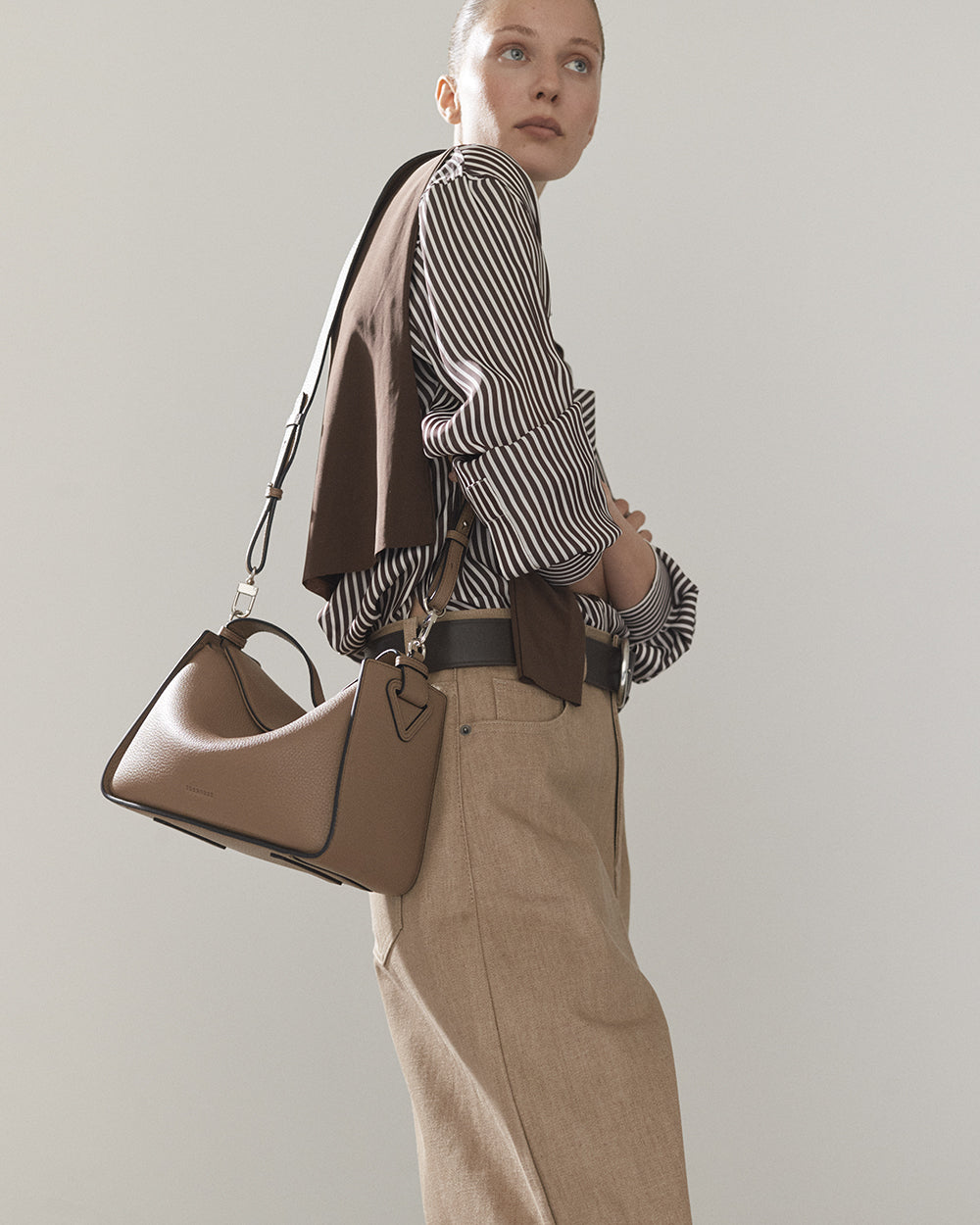 Clementine Bag: Taupe Pebbled Leather