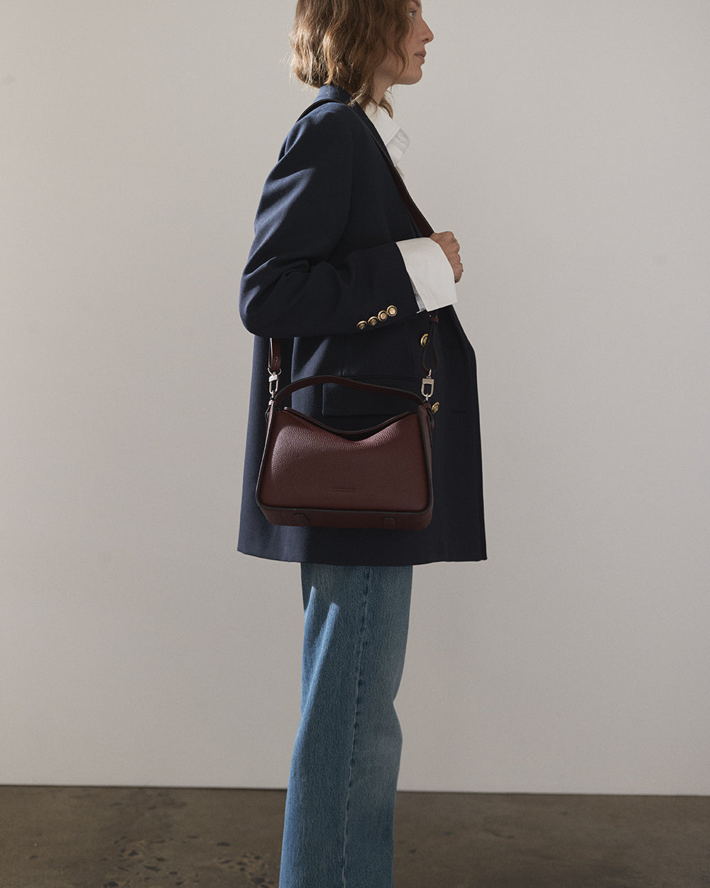 Clementine Bag: Burgundy Pebbled Leather