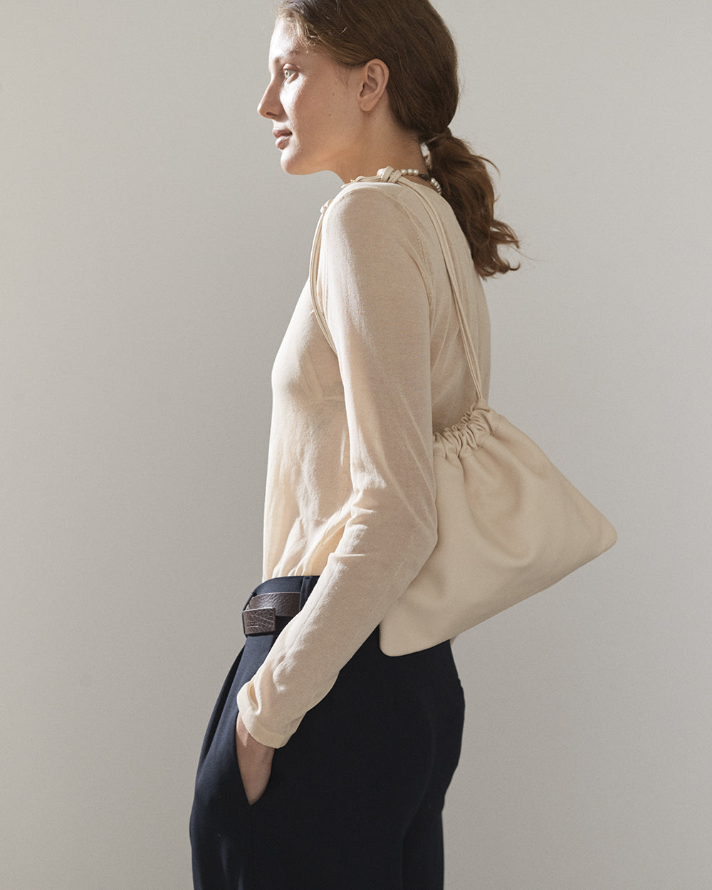 Fin Drawstring Bag: Oat