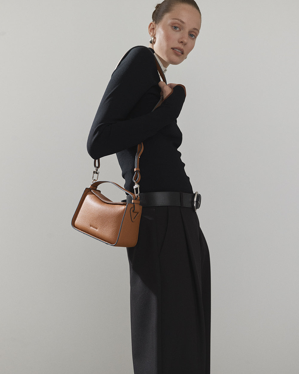 Mini Clementine Bag: Tan Pebbled Leather