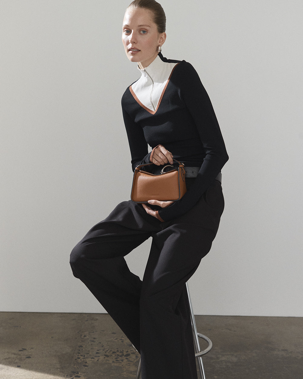 Mini Clementine Bag: Tan Pebbled Leather