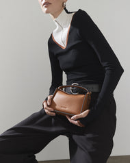 Mini Clementine Bag: Tan Pebbled Leather