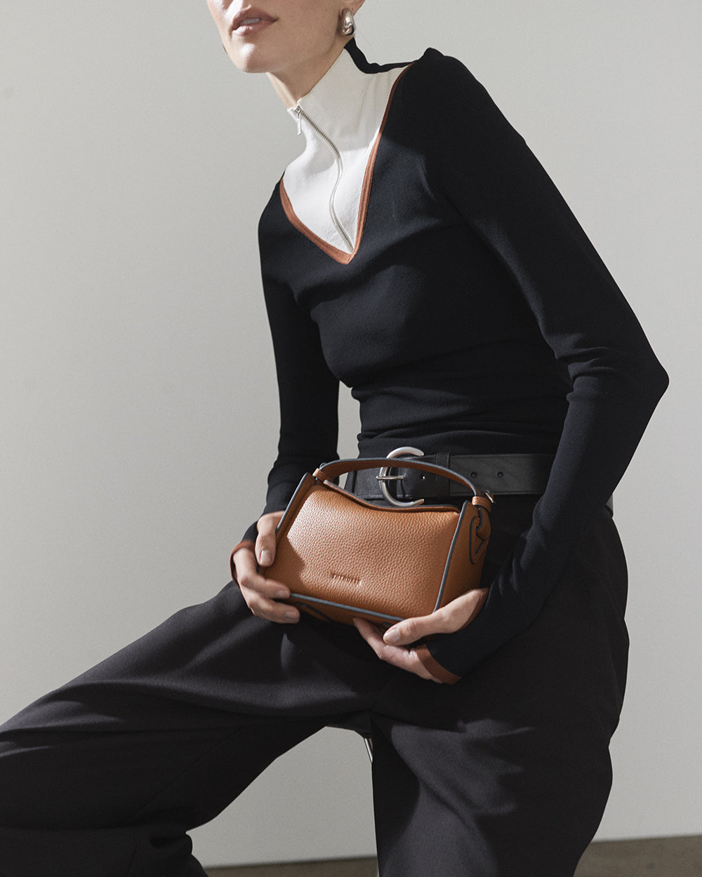 Mini Clementine Bag: Tan Pebbled Leather