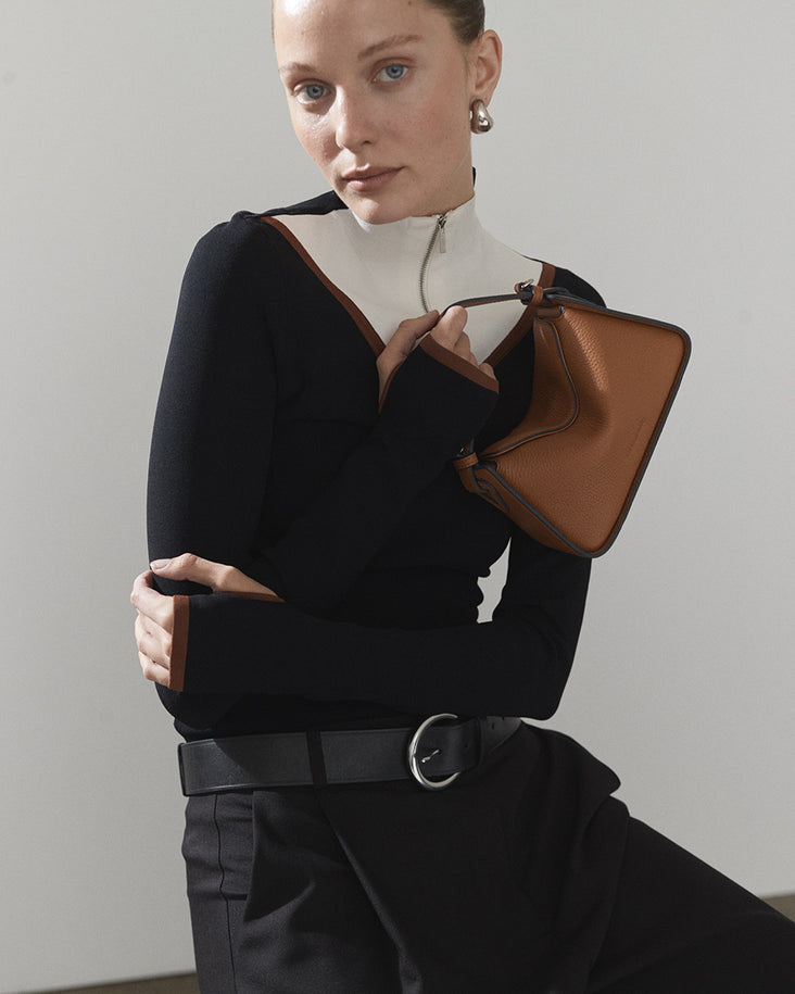 Mini Clementine Bag: Tan Pebbled Leather